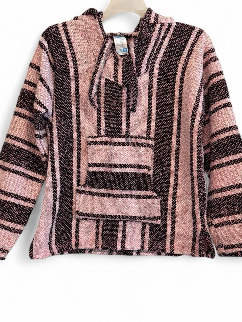 Pink & Gray Striped Baja Hoodie Sweater